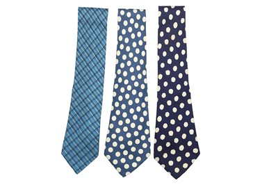 Lot 274 - Three Hermès Blue Silk Print Ties