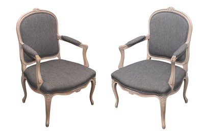 Lot 250 - A PAIR OF FRENCH FAUTEUIL OPEN ARMCHAIRS, CONTEMPORARY