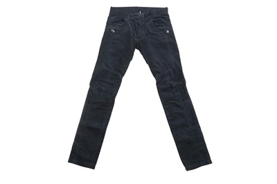 Lot 87 - Balmain Navy Corduroy Biker Trouser - Size 28