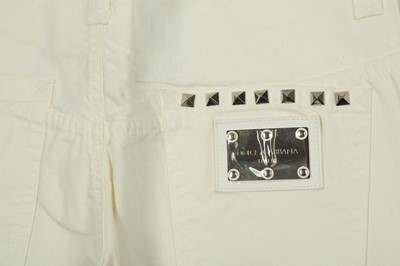 Lot 194 - Dolce & Gabbana Cream Studded Jeans - Size 44
