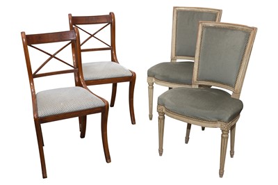 Lot 254 - A PAIR OF FRENCH LOUIS XVI STYLE SIDE CHAIRS, 20TH CENTURY
