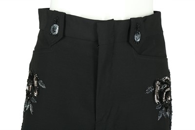Lot 207 - Gucci Black Embellished Wide Leg Trousers - Size 42