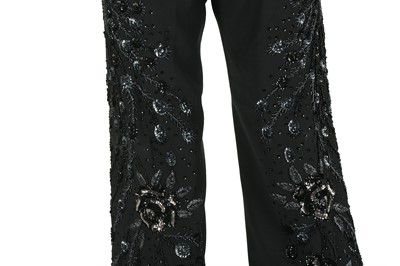 Lot 207 - Gucci Black Embellished Wide Leg Trousers - Size 42