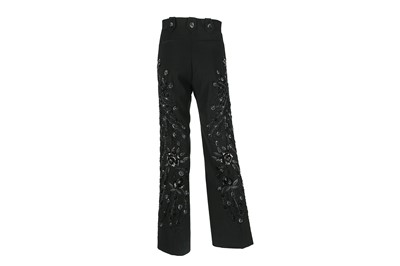 Lot 207 - Gucci Black Embellished Wide Leg Trousers - Size 42