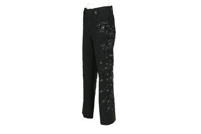 Lot 207 - Gucci Black Embellished Wide Leg Trousers - Size 42