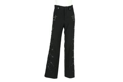 Lot 207 - Gucci Black Embellished Wide Leg Trousers - Size 42