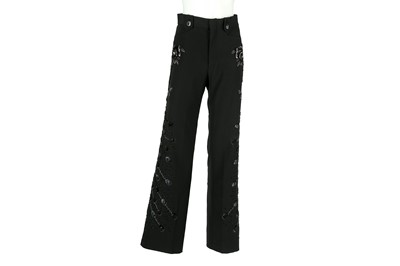 Lot 207 - Gucci Black Embellished Wide Leg Trousers - Size 42