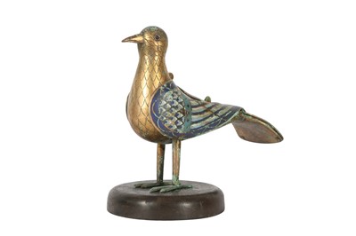 Lot 176 - A 12TH CENTURY STYLE GILT METAL AND ENAMEL EUCHARISTIC DOVE