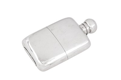 Lot 84 - A Victorian sterling silver two section spirit hip flask, London 1893 by Goldsmiths & Silversmiths Co