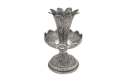 Lot 167 - A late 19th century / early 20th century Anglo - Indian unmarked silver epergne centrepiece, Cutch circa 1900