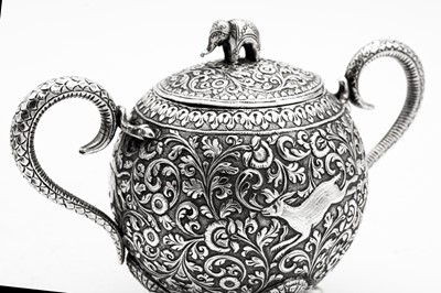 Lot 174 - A late 19th century Anglo-Indian three-piece tea service, Cutch circa 1890 by V.K (unidentified, Wilkinson p.92)