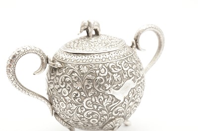 Lot 174 - A late 19th century Anglo-Indian three-piece tea service, Cutch circa 1890 by V.K (unidentified, Wilkinson p.92)