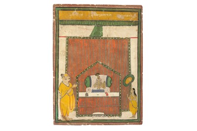 Lot 394 - A DEVOTIONAL SCENE AT A SHRI NATHJI SHRINE