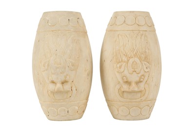 Lot 778 - A PAIR OF CHINESE WHITE MARBLE STANDS.