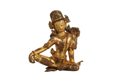 Lot 178 - A NEPALESE GILT-BRONZE FIGURE OF PADMAPANI.