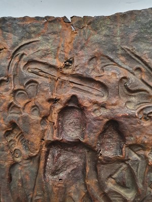 Lot 186 - A NEPALESE GILT-BRONZE PLAQUE FRAGMENT.
