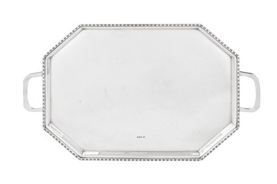 Lot 560 - An Elizabeth II sterling silver twin handled tray, Sheffield 1976 by R. E. Porter