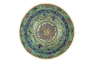 Lot 498 - A LARGE PALESTINIAN IZNIK-STYLE POTTERY BOWL