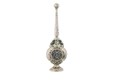 Lot 461 - A SILVER-GILT AND ENAMELLED ROSEWATER SPRINKLER (GULAB PASH)