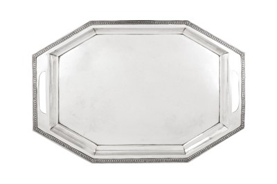 Lot 452 - An early 20th century Austrian 800 standard silver twin handled tray, Vienna circa 1910 by Karl Würbel & Vinchez Czokally (est. 1896)