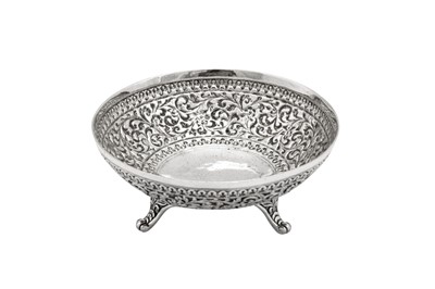 Lot 176 - A late 19th century Anglo – Indian silver nuts dish, Cutch, Bhuj circa 1890 by Oomersi Mawji (active 1860-90)