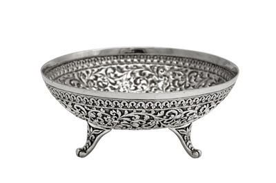 Lot 176 - A late 19th century Anglo – Indian silver nuts dish, Cutch, Bhuj circa 1890 by Oomersi Mawji (active 1860-90)