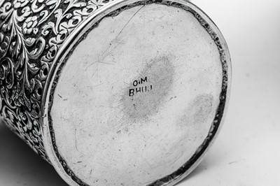 Lot 178 - A late 19th / early 20th century Anglo – Indian silver three-piece tea service, Cutch, Bhuj circa 1900 by Oomersi Mawji jnr (active 1890-1930)
