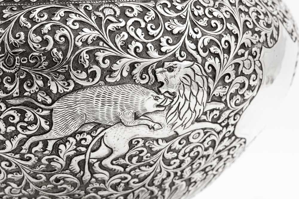 Lot 171 - A large late 19th century Anglo – Indian unmarked silver bowl or jardinière, Cutch circa 1890