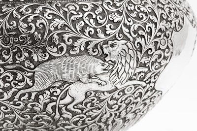 Lot 171 - A large late 19th century Anglo – Indian unmarked silver bowl or jardinière, Cutch circa 1890