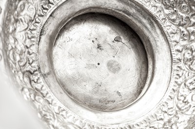 Lot 171 - A large late 19th century Anglo – Indian unmarked silver bowl or jardinière, Cutch circa 1890