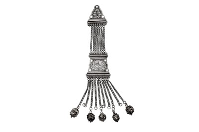 Lot 280 - A late 19th century Armenian silver and niello chatelaine, Van circa 1880