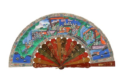 Lot 211 - λ A CHINESE CANTON PAPER FAN.