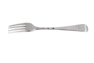 Lot 487 - A George III Irish provincial silver table fork, Limerick circa 1780 by Maurice Fitzgerald