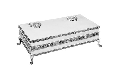 Lot 563 - A large George VI Scottish sterling silver cigarette box, Glasgow 1940 by Alexander Scott