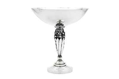 Lot 467 - An early 20th century Danish sterling silver tall comport, Copenhagen designed by Johan Rohde (1856-1935) for Georg Jensen, import marks for London 1929 by George Stockwell