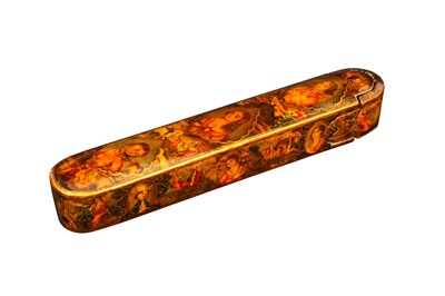 Lot 233 - A LACQUERED PAPIER-MÂCHÉ PEN CASE (QALAMDAN)