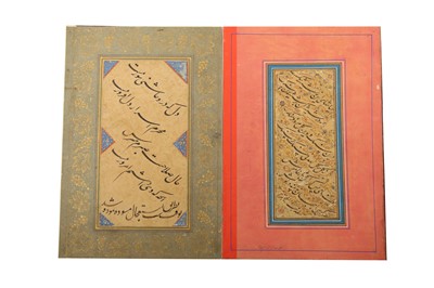 Lot 158 - A CONCERTINA MURAQQA' ALBUM OF CALLIGRAPHY AND MINIATURES