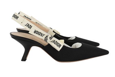 Lot 358 - Christian Dior Black J'adior Heeled Slingback  - Size 38