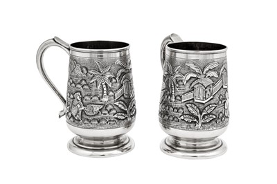 Lot 153 - A pair of mid-20th century Anglo-Indian silver pint mugs, Bombay circa 1940