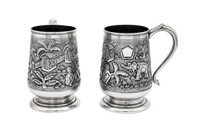 Lot 153 - A pair of mid-20th century Anglo-Indian silver pint mugs, Bombay circa 1940