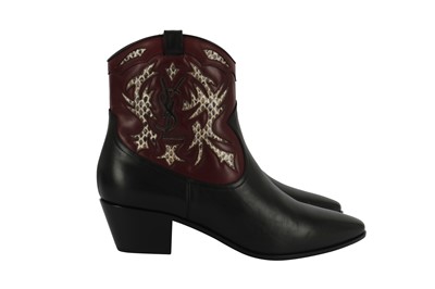 Lot 440 - Saint Laurent Black Rock 40 Western Ankle Boot - Size 39