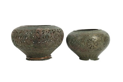 Lot 153 - TWO BRONZE OPENWORK LANTERN COVERS