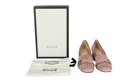 Lot 18 - Gucci Pink Marmont Block Heel Loafer - Size 38
