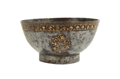 Lot 138 - A FINE QAJAR GOLD-DAMASCENED STEEL CUP