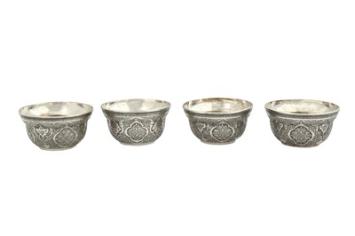Lot 135 - FOUR ENGRAVED ISFAHANI SILVER SAMOVAR BOWLS