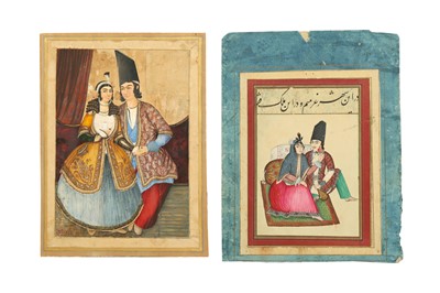 Lot 113 - TWO PORTRAITS OF QAJAR COUPLES