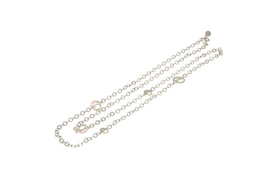Lot 457 - Christian Dior Silver CD Logo Charm Long Necklace