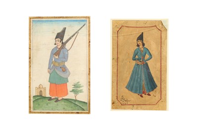 Lot 163 - TWO QAJAR STANDING PORTRAITS