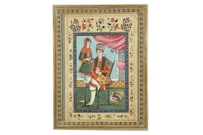 Lot 190 - AN INTERIOR SCENE WITH A COUPLE AND A TURKEY