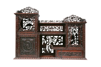 Lot 399 - A CHINESE HARDWOOD DISPLAY CABINET.
